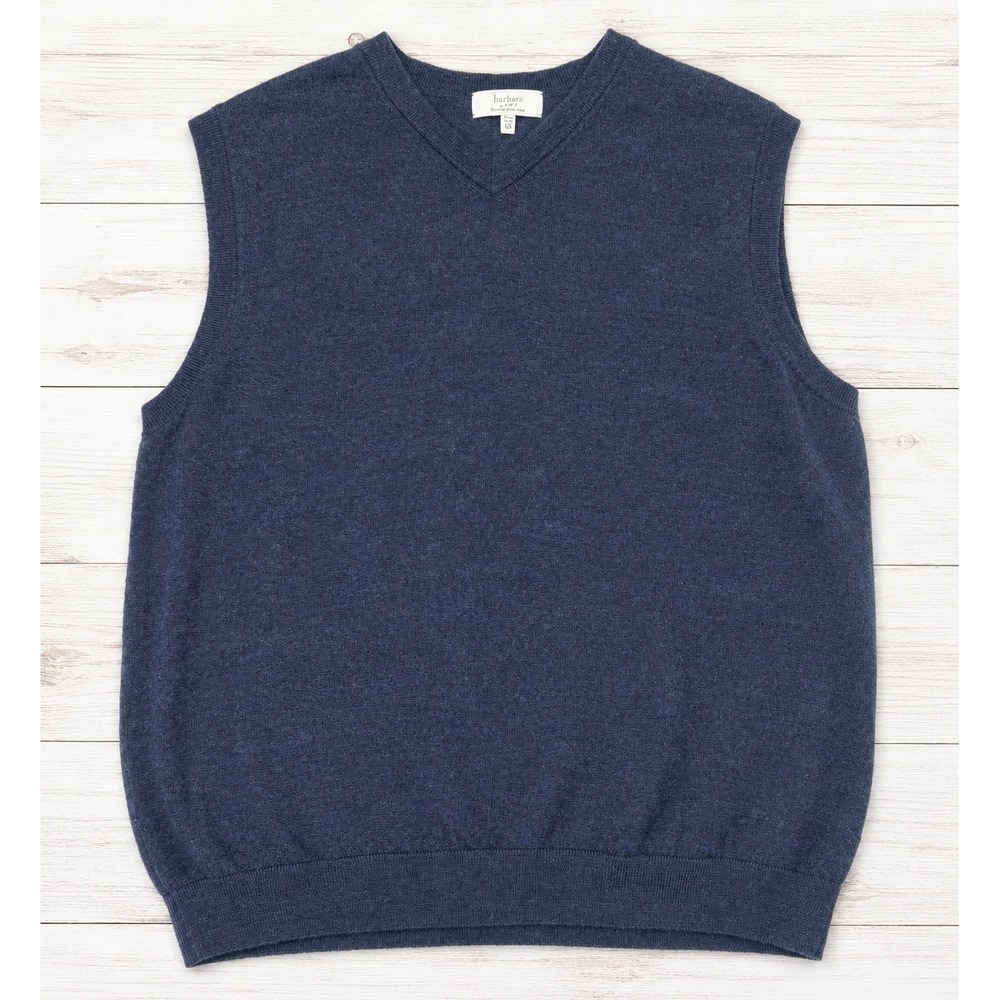 Turnbury Sweater Vest Extra Fine Merino Wool Navy Blue V-Neck Mens XXL 4150